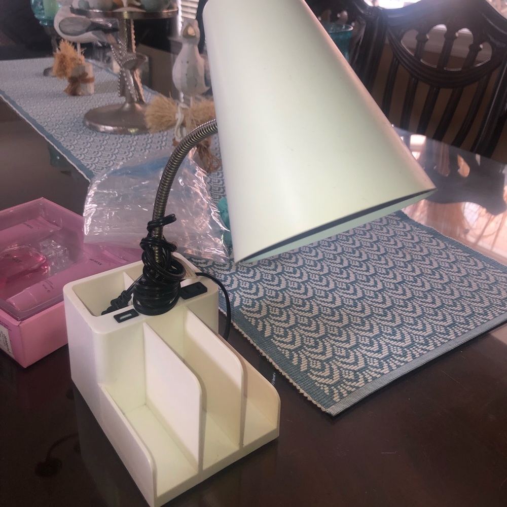 Lamp with usb charger and storage